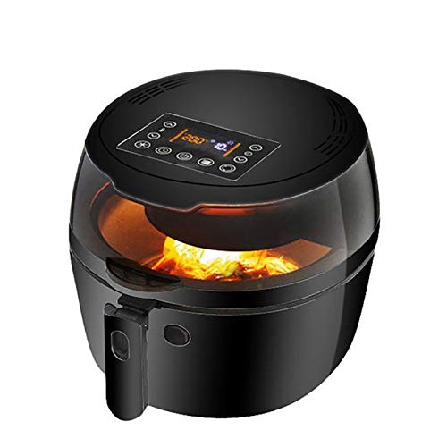 Lucht Friteuse,8L Grote Capaciteit Slimme Visuele Airfryer met Temperatuurregeling Timing en Reservering,Volautomatische Niet Olierook Frietenmachine voor Gezond Vetarm Koken 1500W,Black
