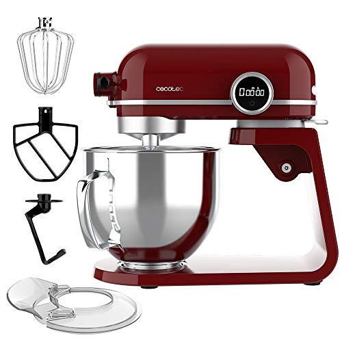 Cecotec Twist&Fusion 4500 Keukenmachine, 800 W, behuizing van gegoten aluminium, DC-motor, 8 snelheden, LED-licht, roestvrijstalen kom met 5,2 l, rood