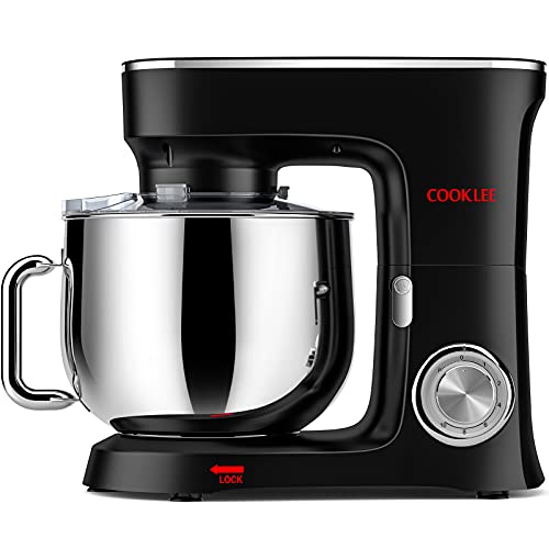 Keukenmachine COOKLEE 3-in-1 elektrische blender 10+1 snelheid 8L 1500W levensmiddelenmixer deegmixer met deeghaak, kom, racket, garde en deksel &amp; vaatwasmachinebestendig