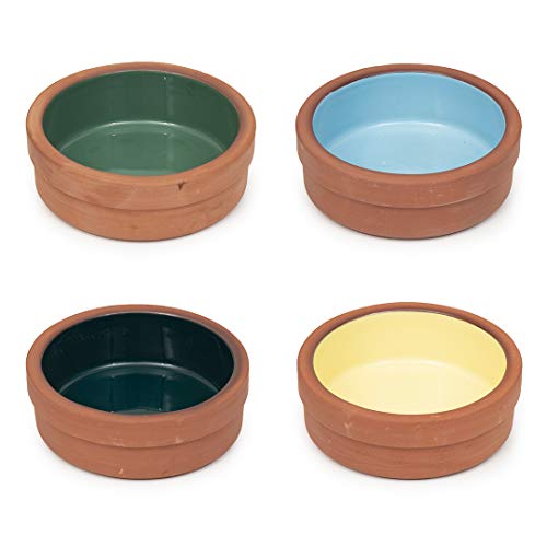 Terracotta Serveerschalen Set van 4 Ovale Schalen voor Tapas Vlees Kazen Lasagne Bananensplit Dessert Sushi - Serveerschaal Bakken Ovenschaal of Ramekin Gerechten - Spaanse Display en Ovenschaal