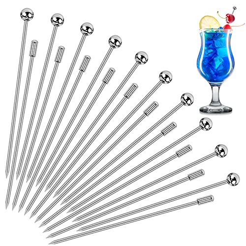 Homgaty 20 stuks RVS Cocktail Picks, Martini Glass Picks Herbruikbare Cocktail Picks Metalen Fruit Sticks voor Bar Cocktail Party, Barbecue Snacks, Fruit Garnering, Vakantie Party Evenementen, Sliver
