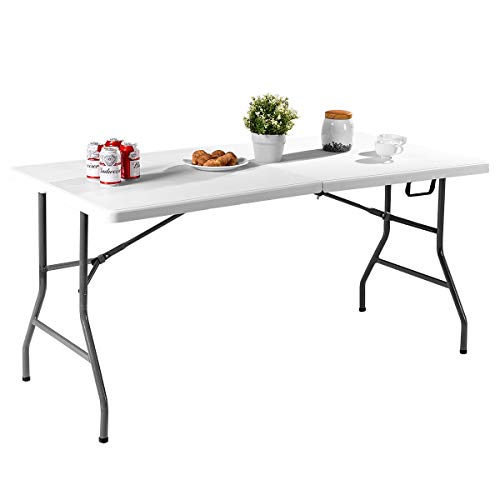 COSTWAY Opvouwbare campingtafel, draagbare kampeertafel BBQ tafel, picknicktafel, klaptafel, tuintafel, 153 x 74 x 74cm