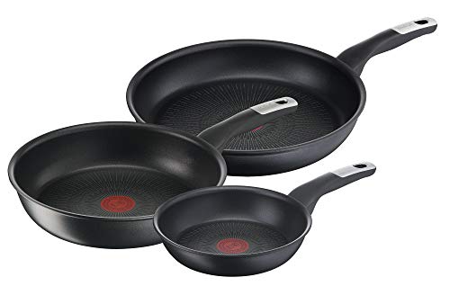 Tefal G25591 Unlimited On 3-delige pannenset | pannen 24/28 cm en wokpan 28 cm | krasbestendige antiaanbaklaag | thermosignaal | alle warmtebronnen + inductie | eenvoudig te reinigen | zwart