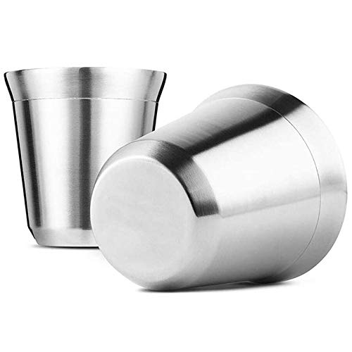 Bopfimer Stalen espresso-kopjes, set van 2, dubbelwandig, geïsoleerde koffiekopjes, theekopjes, gemakkelijk te reinigen en servies, vaatwasmachinebestendig, 80 ml