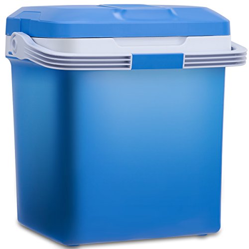 COSTWAY Draagbare Koelbox Koeler en Warmer, A++ 26L Elektrische Mini Thermo-elektrisch tweevoudig Koelen Verwarmen Digitale Steek In Koelkast voor Auto, Reizen, Strand, Bureau (Blauw)
