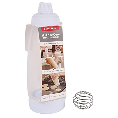 Handmatige Beslagdispenser Deegdispenser Beslagmengfles met Roestvrijstalen Roerbal Beslagschudfles Gebak Bakgereedschap met Etiketdispenser Maat voor Cupcakes Muffins Wafels