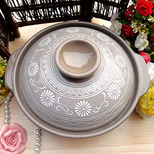 Keuken Steengoed Ovenschaal met deksel Keramiek Donabe Japanse hete pot, Warmte-ronde braadpan met deksel, aardewerkbank Aardewerk aarden pot, anti-aanbak slowcooker, soeppan, rijstkoker Happy Life