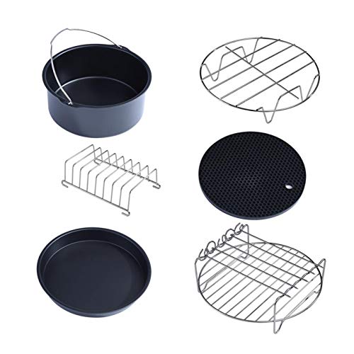 Airfryer Accessoires Onderdelen, Antiaanbaklaag 6 in 1 Multifunctionele Airfryer Accessoires Friteuse Accessoires Set voor Thuis voor Keuken