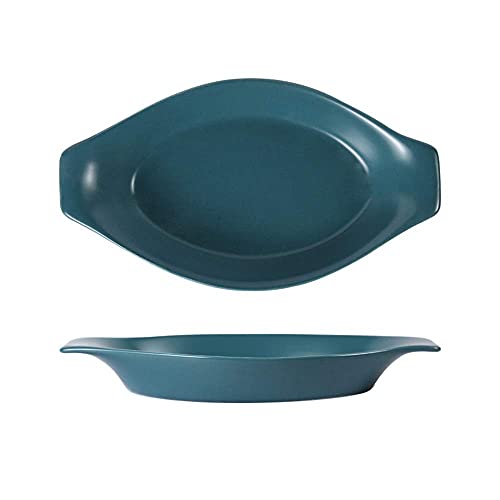 TEAYASON Bakgerechten Binaural Keramische Visvormige Schotel Creatieve Western Ontbijtschotel Steak Schotel Net Rode Pasta Maaltijd Bakken Bakplaat (Kleur: Roze, Maat: One Size), Groen, One Size