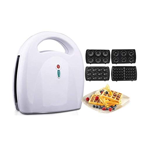 LHJCN 4-in-1 wafelmachine voor donuts, anti-aanbaklaag, 750 W, voor muffins, met machine voor ijs, afneembaar