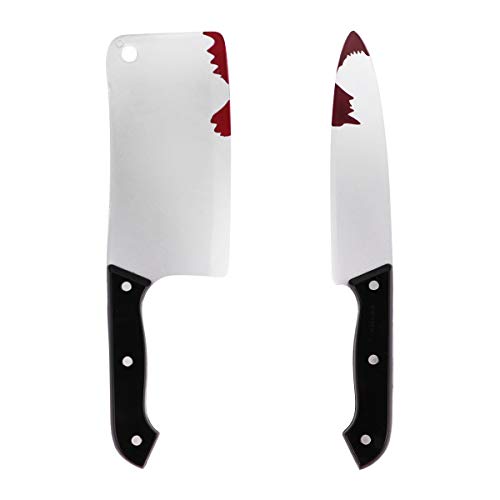 2 stuks Halloween Nep Plastic Bloody Keukenmes Scherp Mes Enge Prank Props