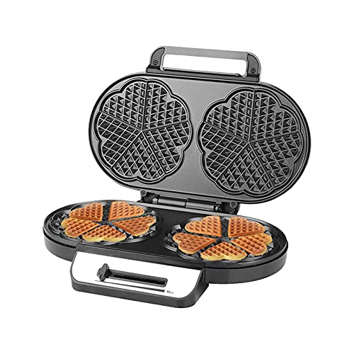 Galapare Wafelmachine, wafelplaat, dubbele wafelplaat, 1200 W, continue temperatuurregeling, anti-aanbaklaag, behuizing van roestvrij staal, kabelvak
