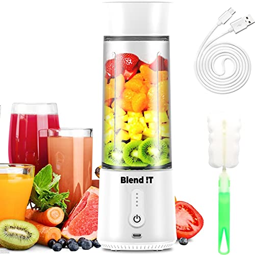 Blend !T Draagbare Mini Blender To Go - Portable Smoothie Maker - Draadloos - USB-oplaadbaar - 500 ML (Wit)