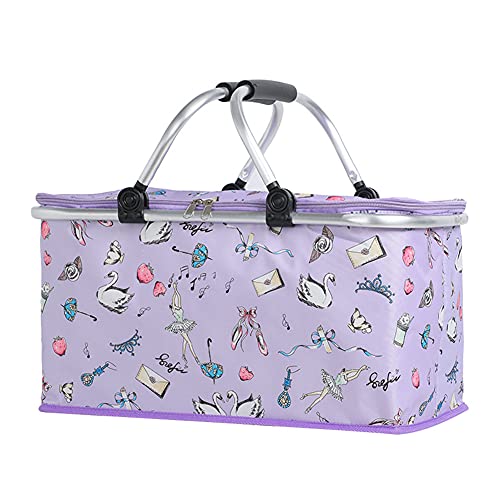 Koeltas, picknickmand, opvouwbare grote koelbox, boodschappenmand met koelfunctie, voor buiten, picknick, voor buiten, reizen, winkelen, auto, 42 x 23 x 23 cm (violet)