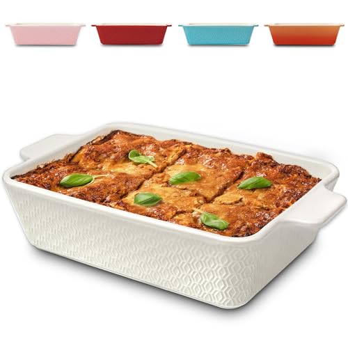 Grote keramische braadpan - extra hoge rand - antiaanbaklaag en krasbestendig - vierkant (Wit)