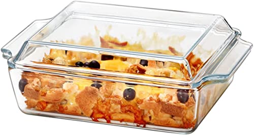 Glazen Ovenschotel met Deksels, 1,5L, 21x17,8x6cm Rechthoekige Lasagne Gerechten, Oven Proof, Magnetronbestendig, Medium Deksel Ovenschotel