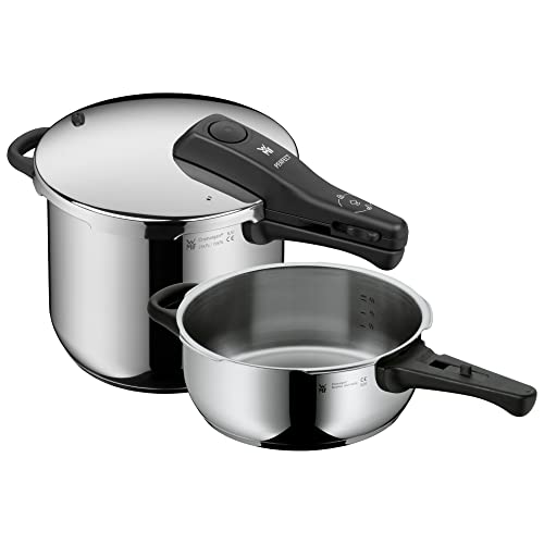 WMF Perfect One Pot Set van 2 inductiekookpannen 6,5 l + 3 l, groot kooksignaal, 2 kookstanden, afneembare dekselgreep, roestvrij staal