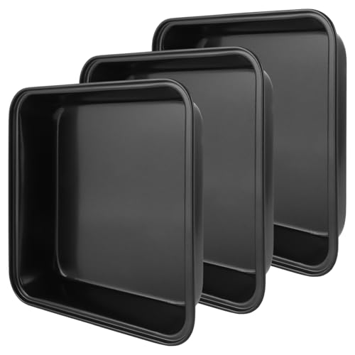 GBACHOOSE Brownie Ovenschaal, vierkant, 3 stuks, ovenschaal 20 x 20 cm, vierkante bakvorm, ovenschaal vierkant, ovenschaal voor heteluchtfriteuse, lasagne, cake