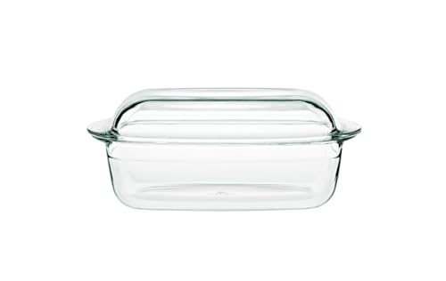 Gerlach Flow 1760 Ovenschaal, 4,5 l, van hittebestendig borosilicaatglas, met deksel, rechthoekig, 27 x 18 cm, voor oven, vriesvak
